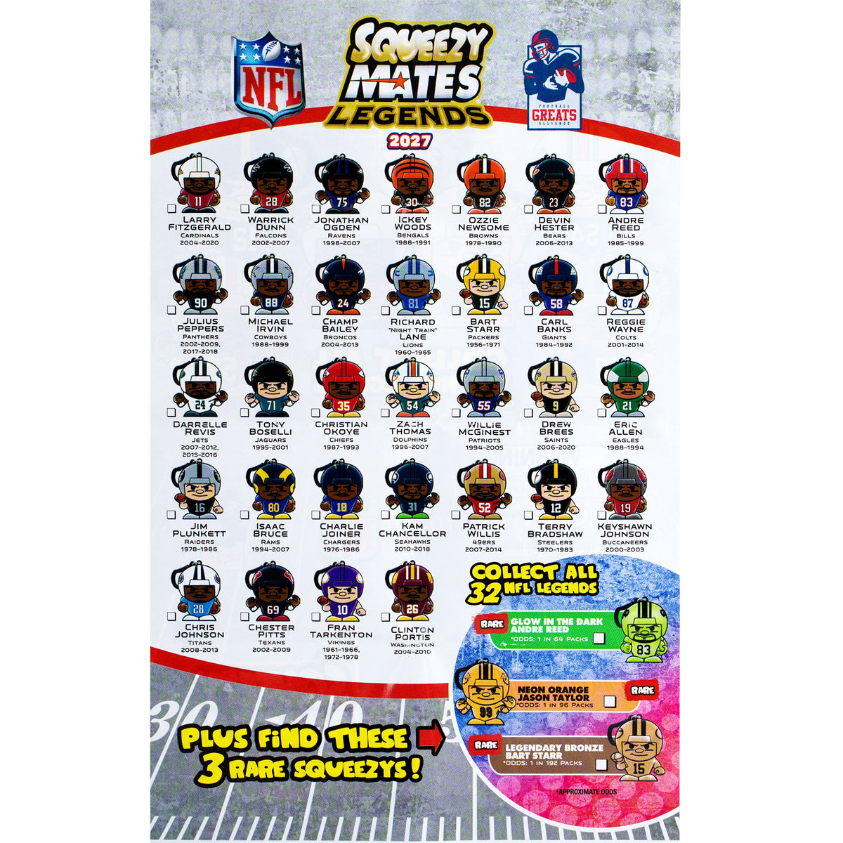 NFL SqueezyMates Legends Gravity Feed Display 2027