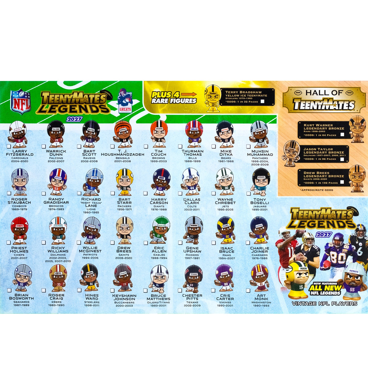 NFL Legends TeenyMates 2027 Gravity Feed Display 32ct