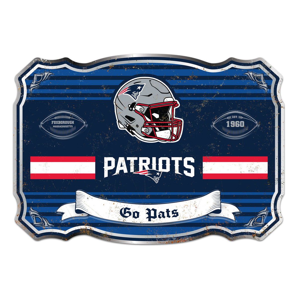 New England Patriots Embossed Metal Sign