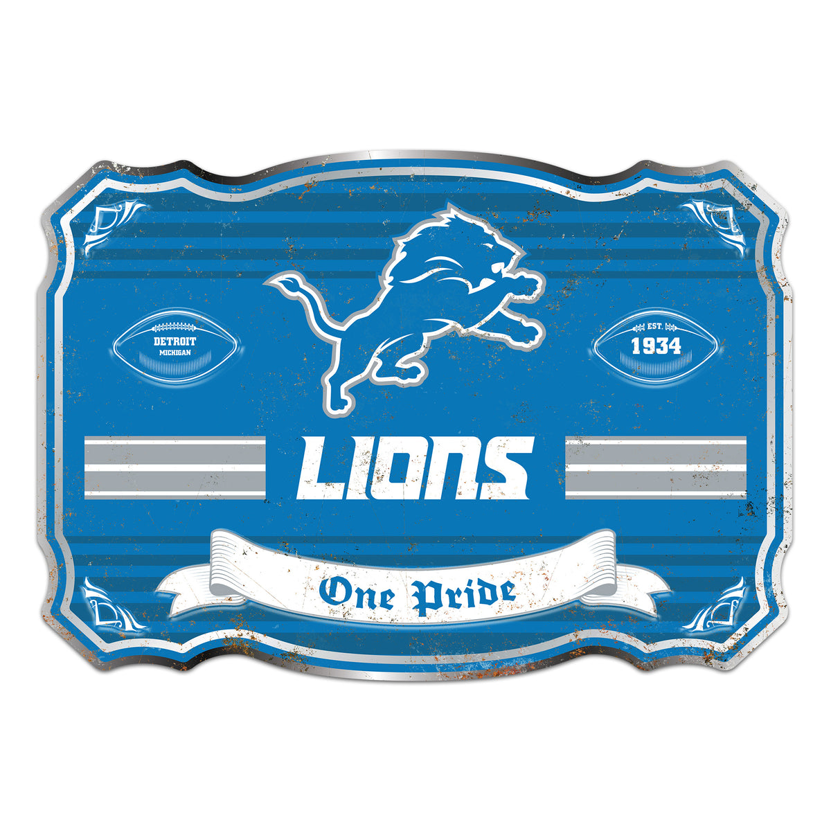 Detroit Lions Embossed Metal Sign