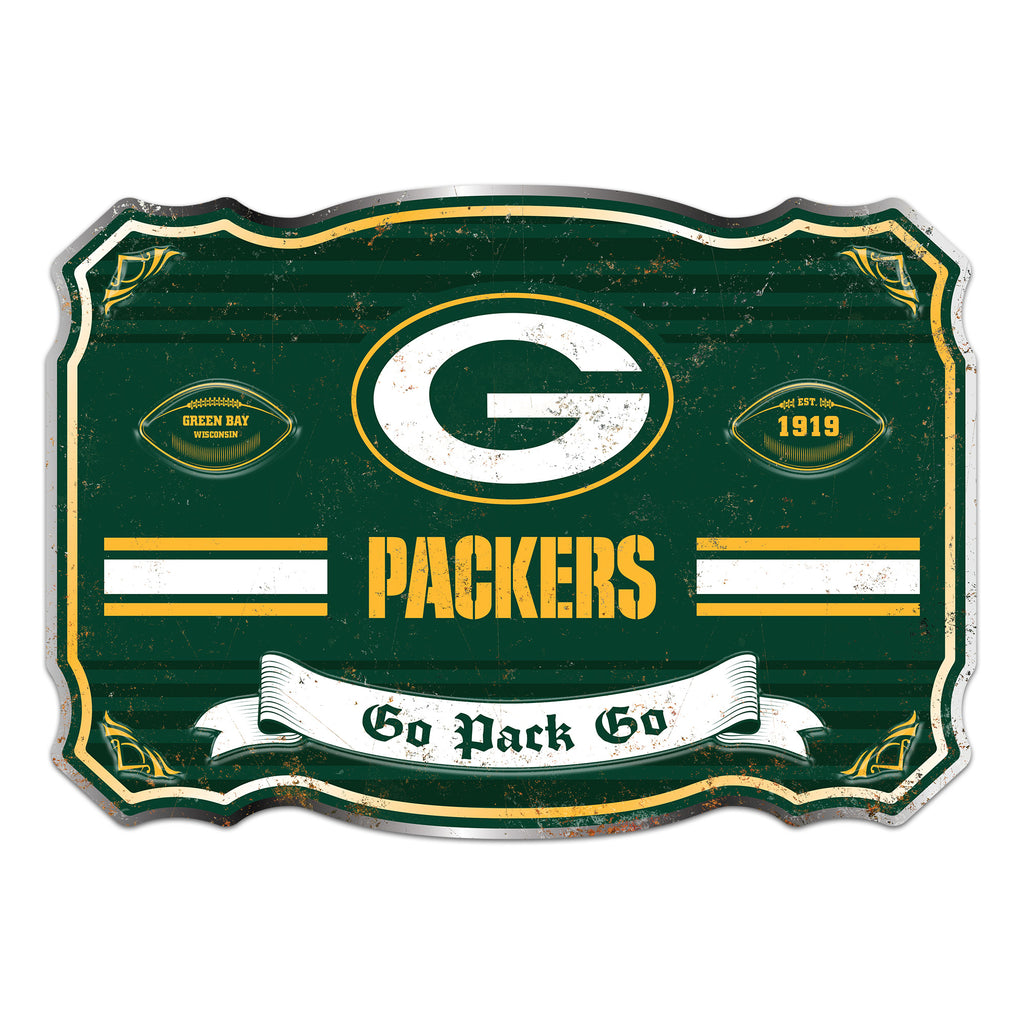 Green Bay Packers Embossed Metal Sign
