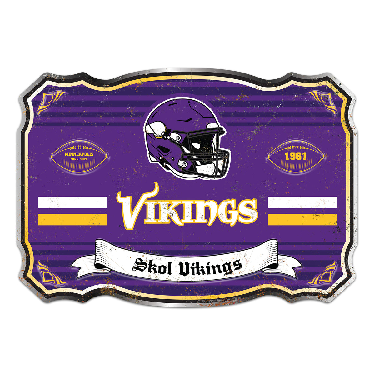 Minnesota Vikings Embossed Metal Sign