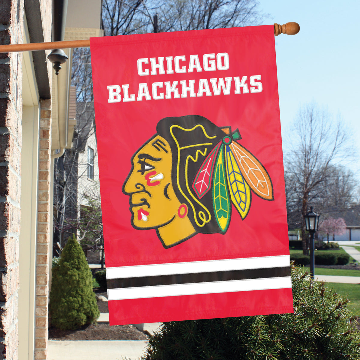 Chicago Blackhawks Applique Banner Flag