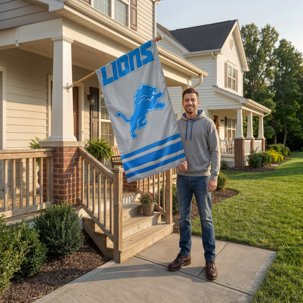 Detroit Lions Applique Banner Flag