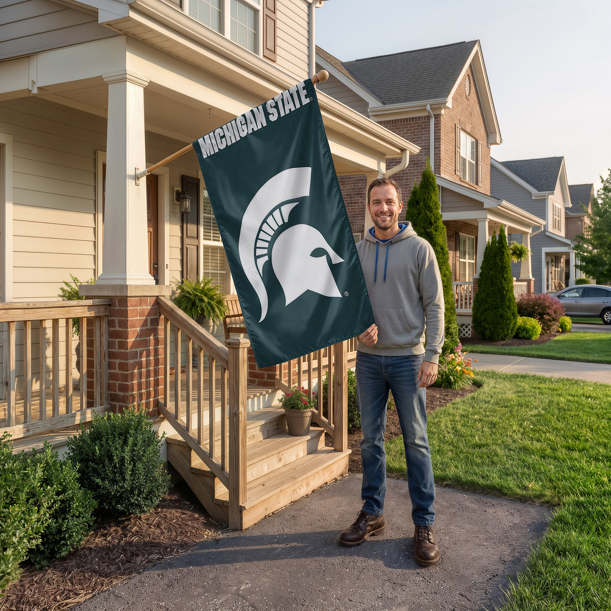 Michigan State Spartans Applique Banner Flag