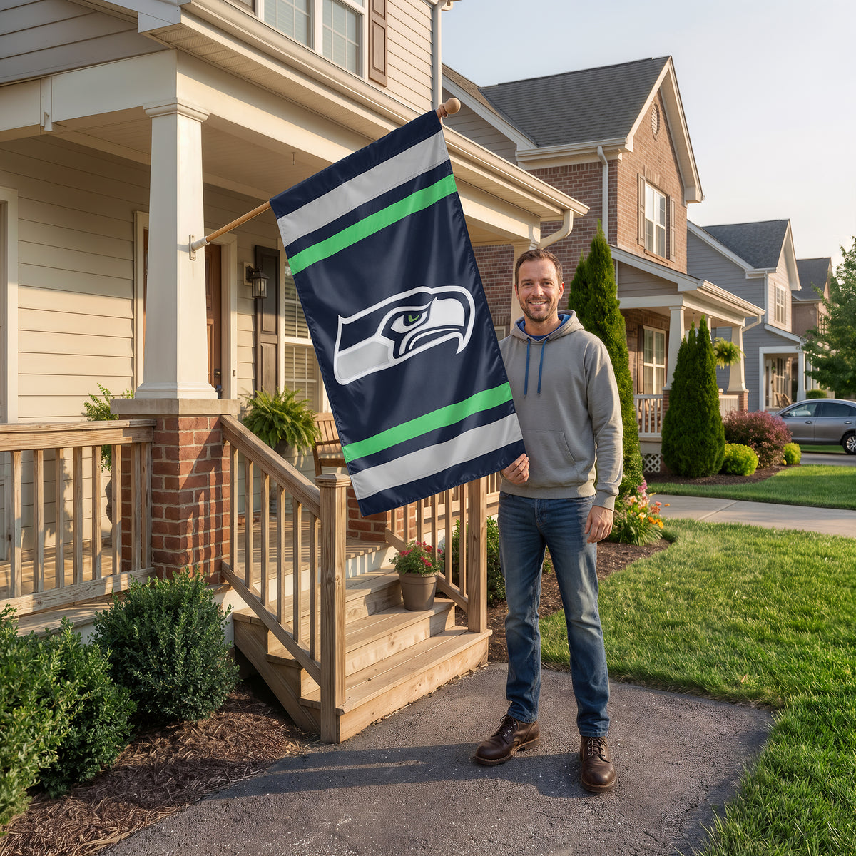 Seattle Seahawks Applique Banner Flag