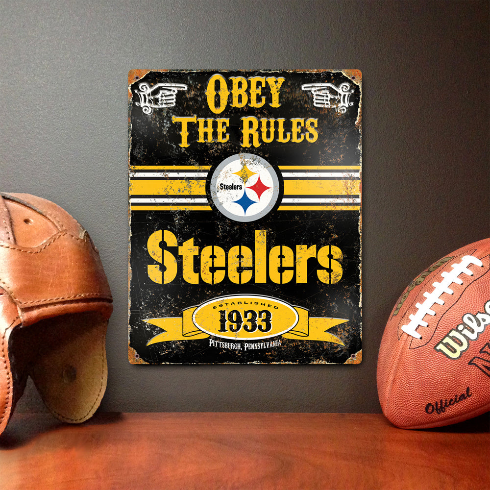 Pittsburgh Steelers Pub-Style Embossed Metal Sign