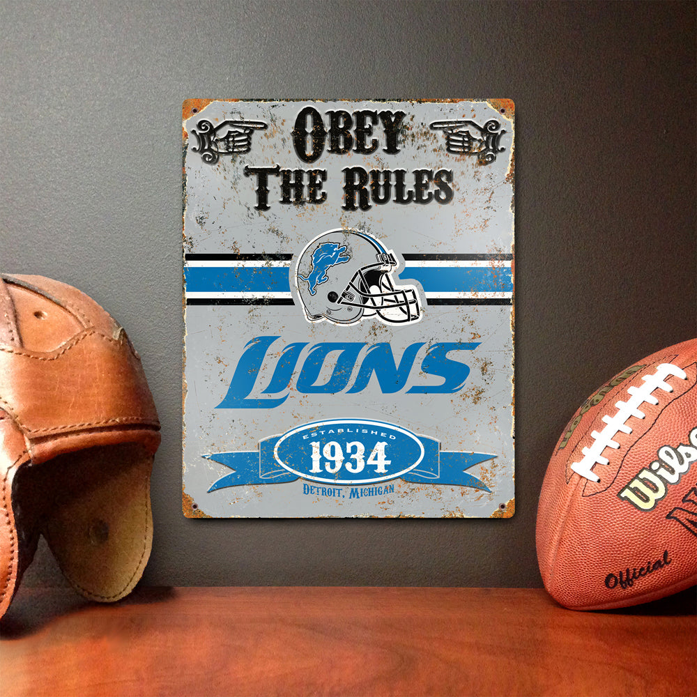 Detroit Lions Pub-Style Embossed Metal Sign