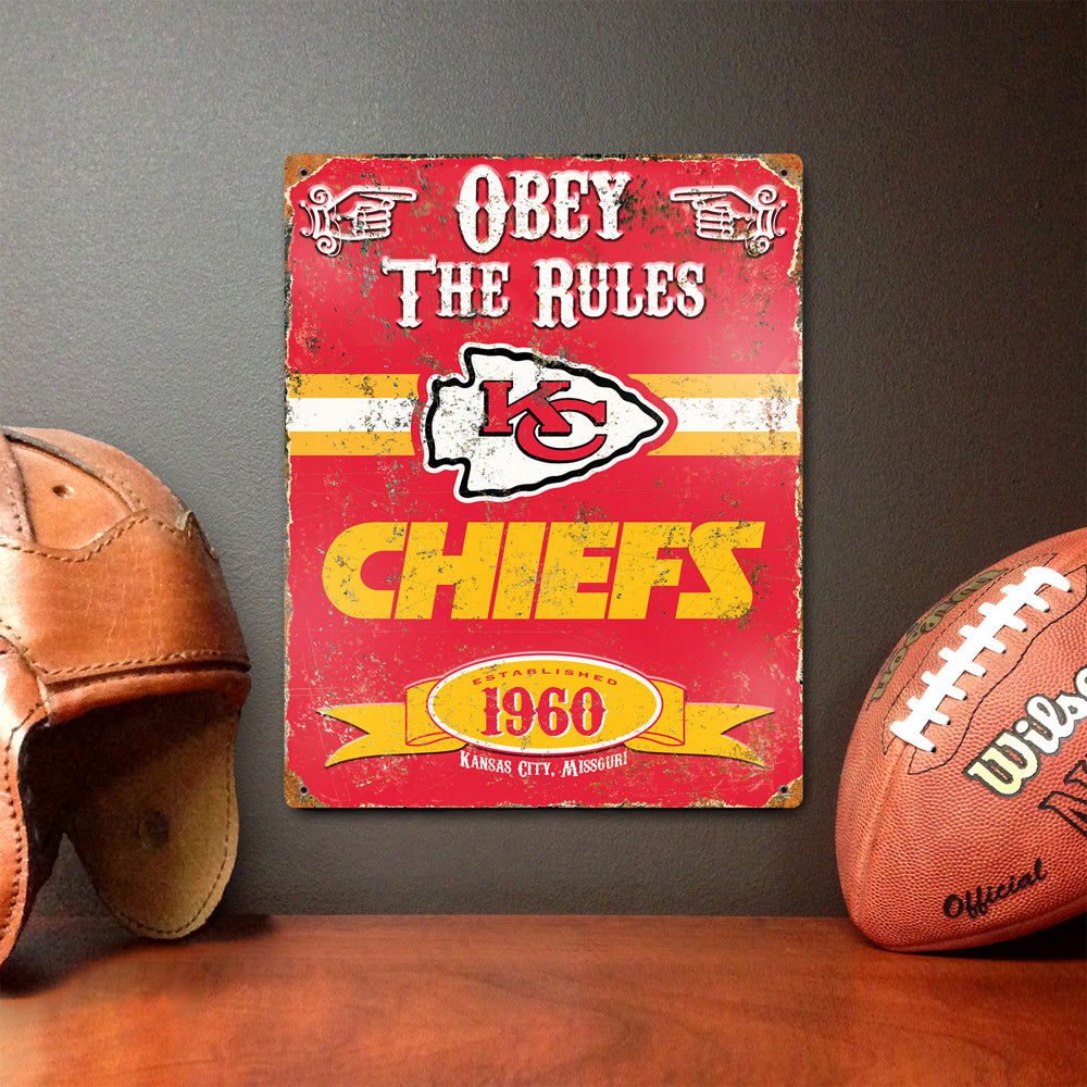 Kansas City Chiefs Pub-Style Embossed Metal Sign