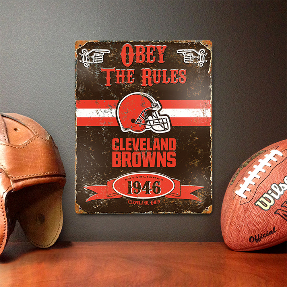 Cleveland Browns Pub-Style Embossed Metal Sign