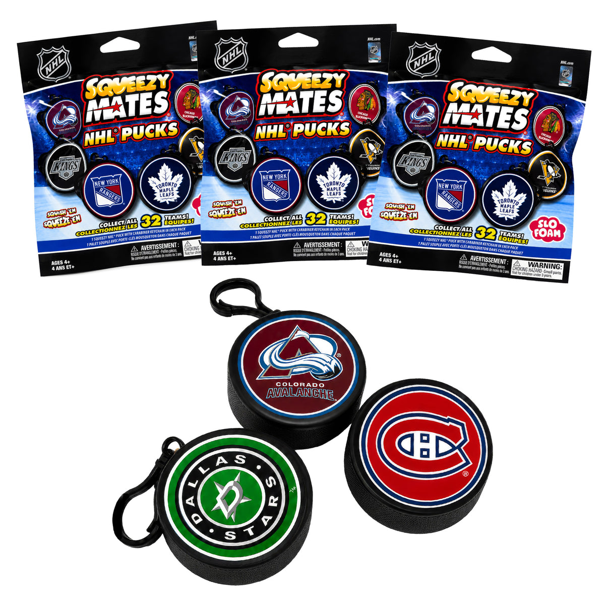 SqueezyMates NHL Pucks Foil Bag 3 Pack - Displays & Multi-Packs