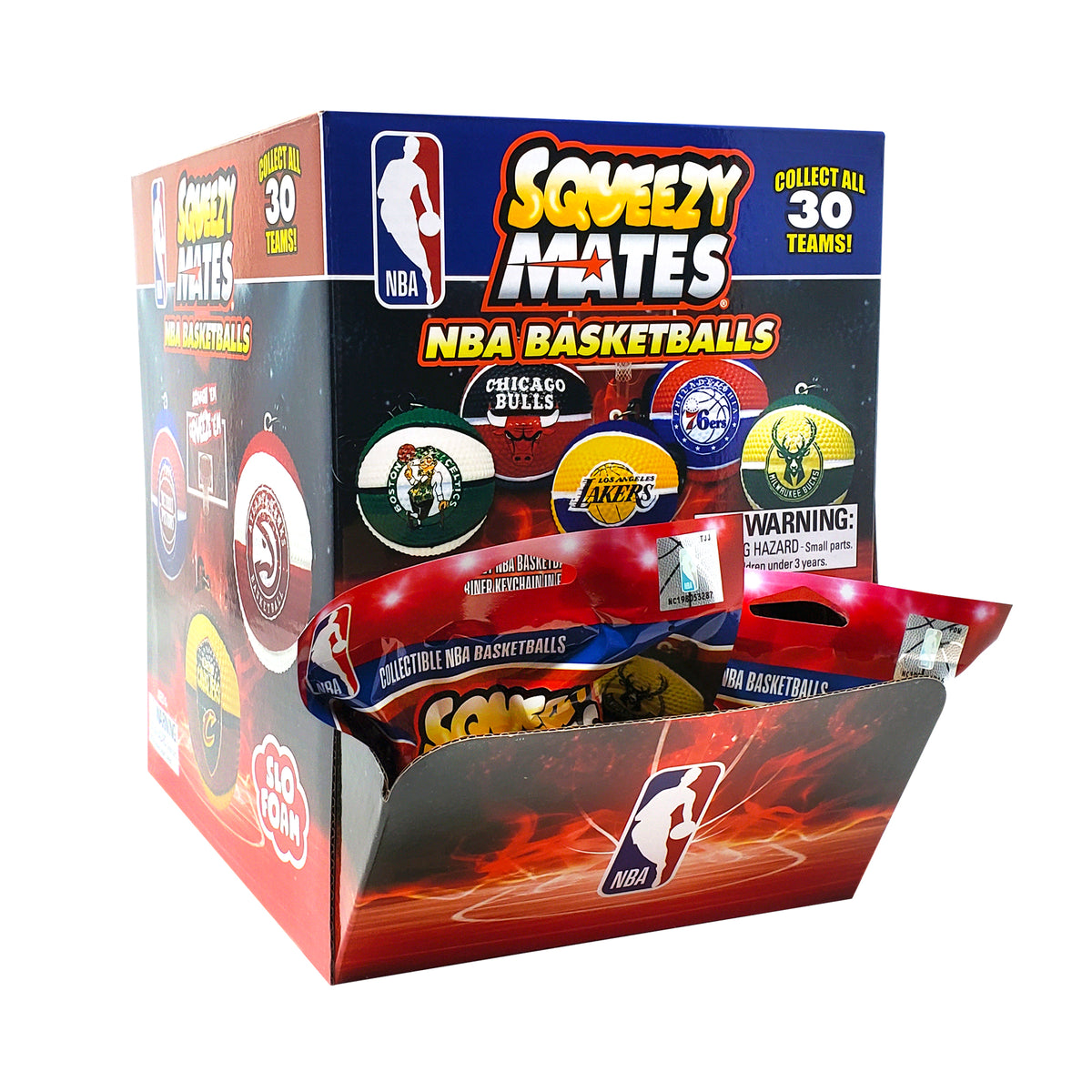 SqueezyMate NBA Basketballs Series 1 Gravity Feed Display - 24ct