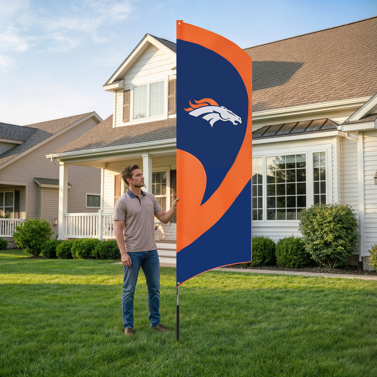 Denver Broncos Tall Team Flag Kit