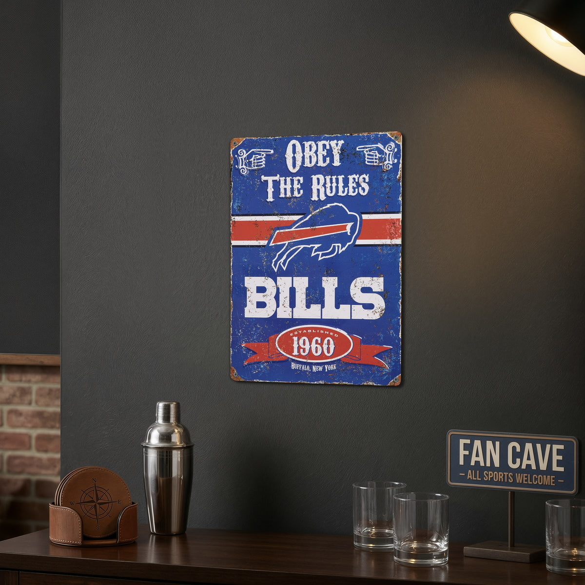 Buffalo Bills Pub-Style Embossed Metal Sign