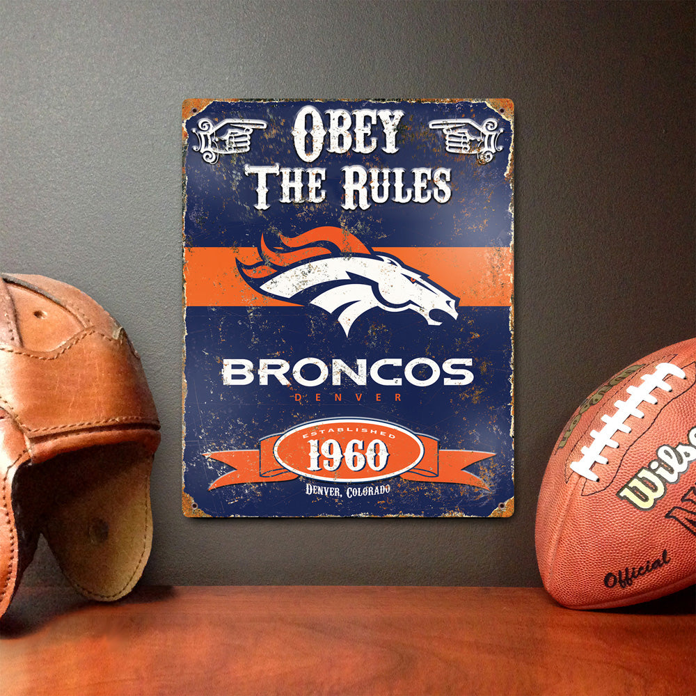 Denver Broncos Pub-Style Embossed Metal Sign