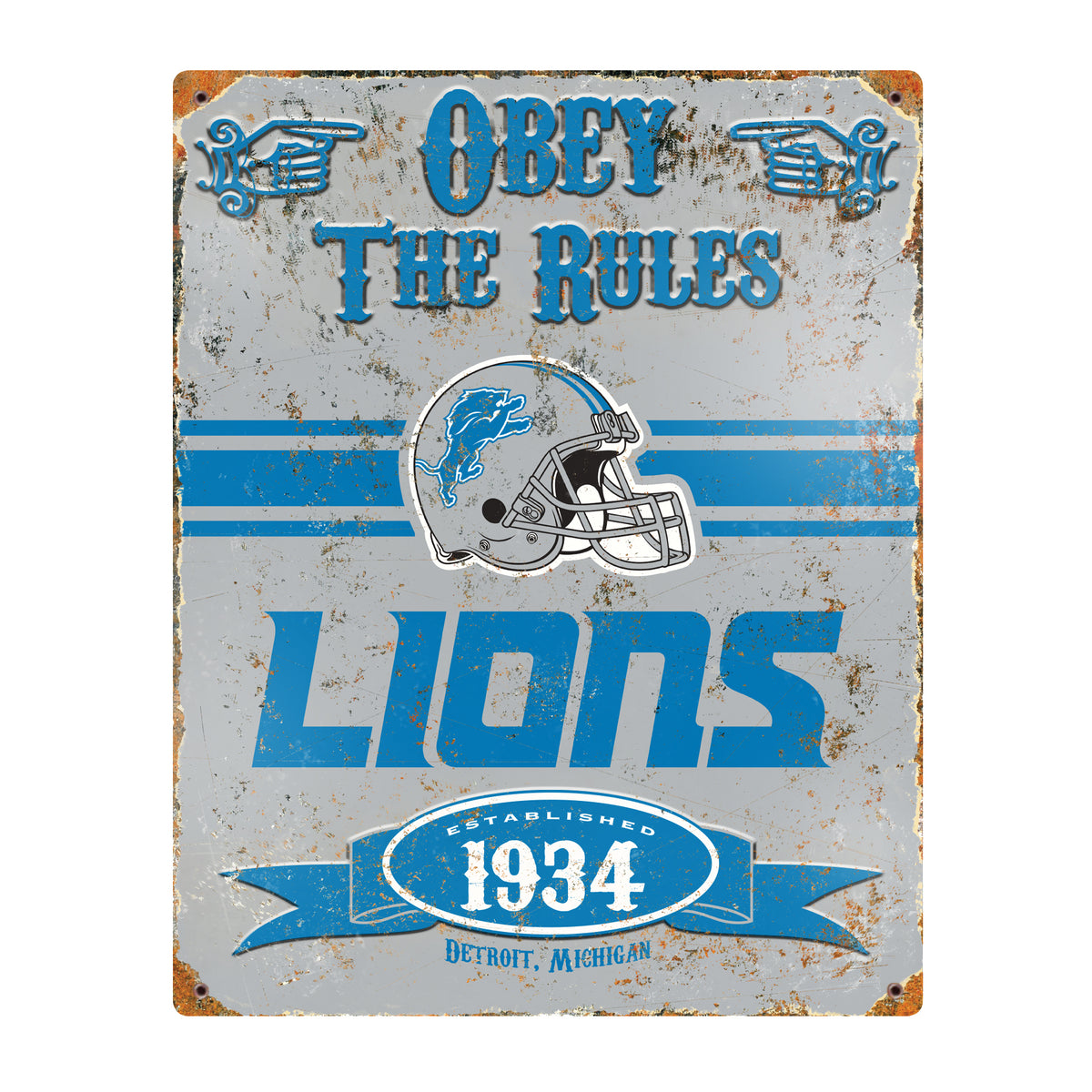 Detroit Lions Pub-Style Embossed Metal Sign