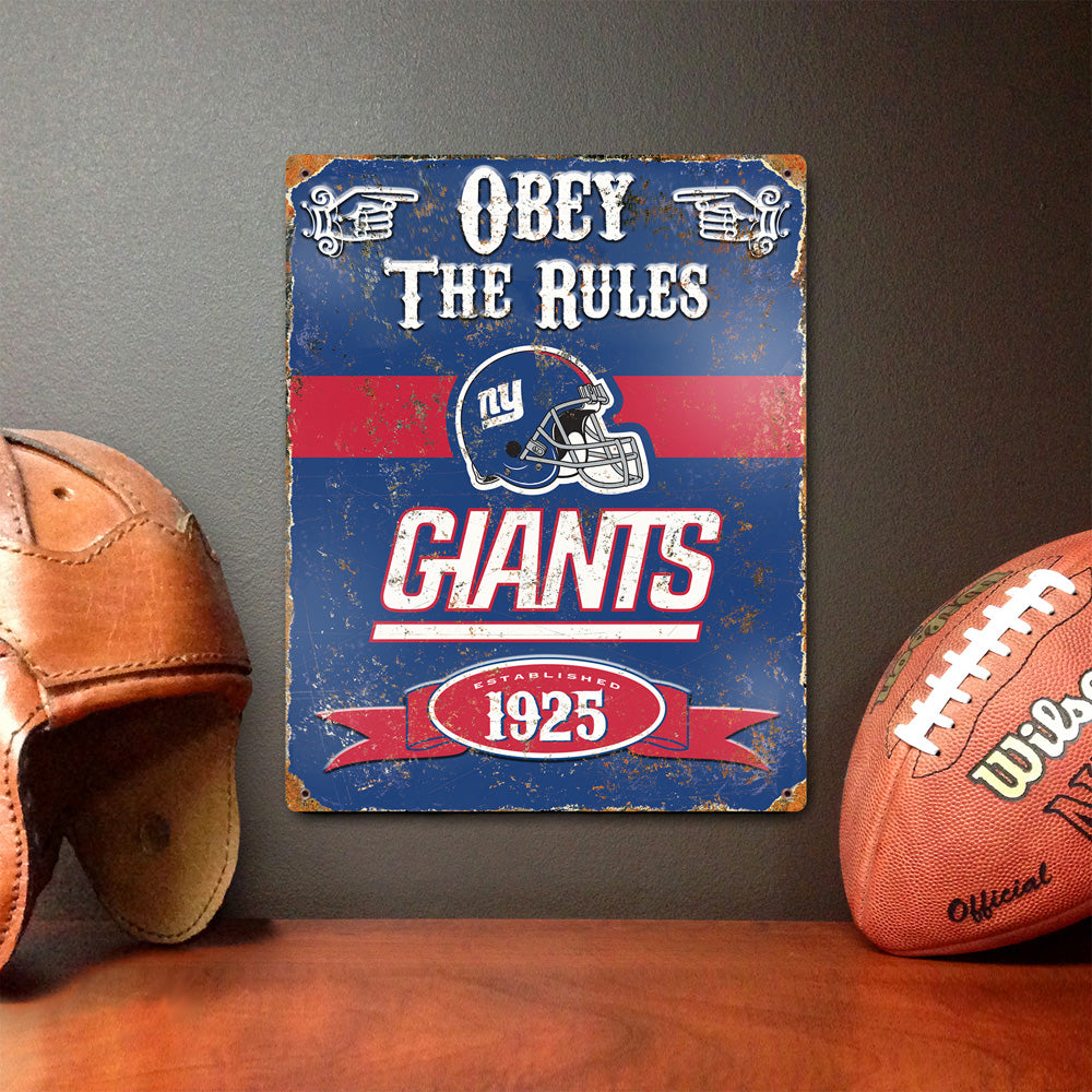 New York Giants Pub-Style Embossed Metal Sign