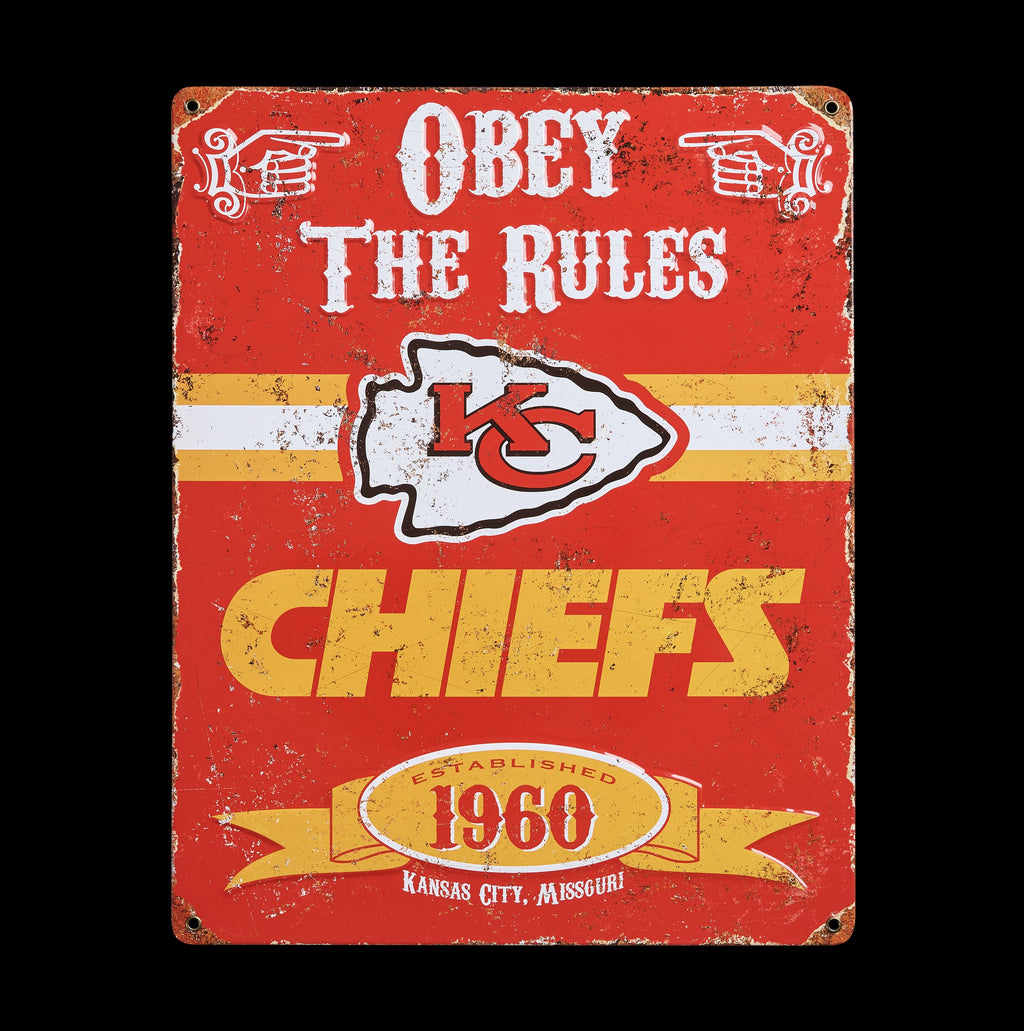 Kansas City Chiefs Pub-Style Embossed Metal Sign