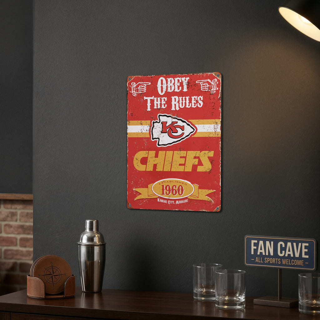 Kansas City Chiefs Pub-Style Embossed Metal Sign