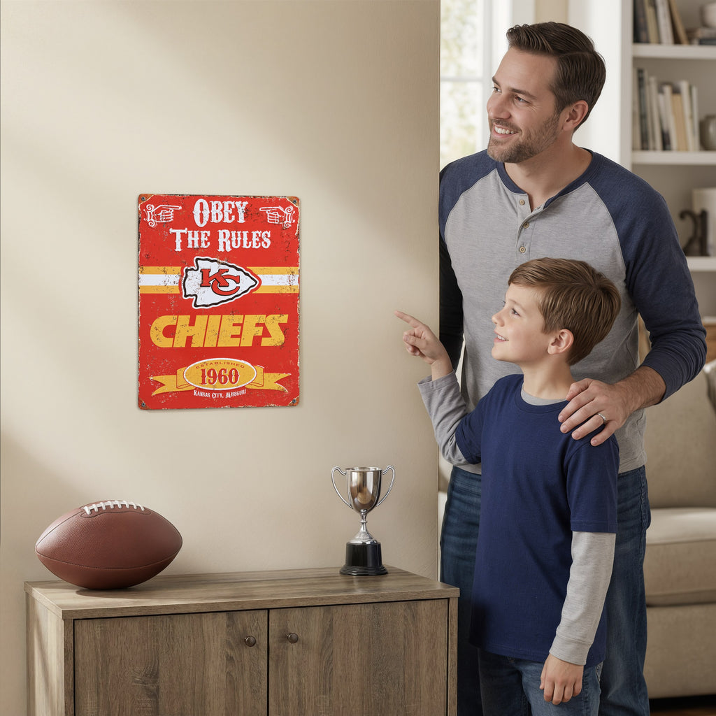 Kansas City Chiefs Pub-Style Embossed Metal Sign