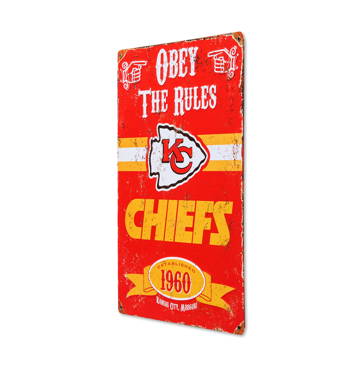 Kansas City Chiefs Pub-Style Embossed Metal Sign