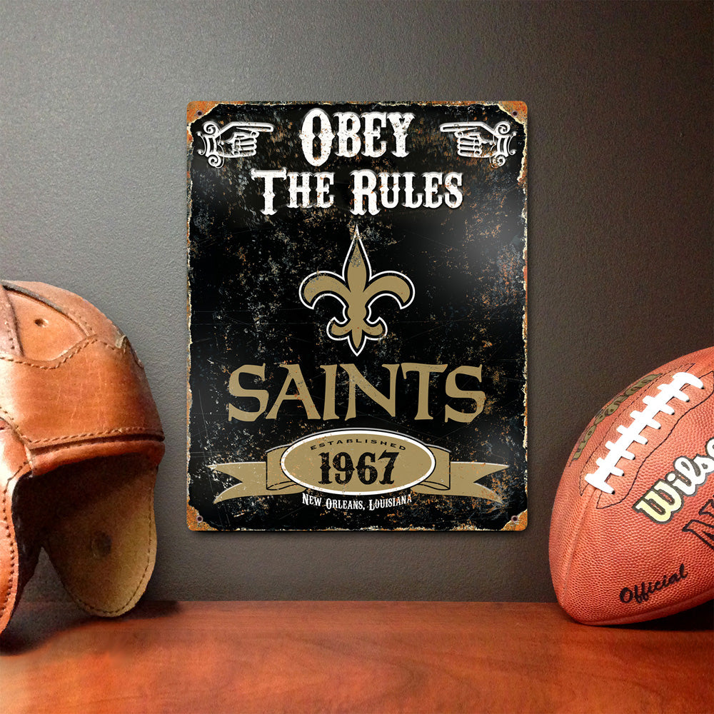 New Orleans Saints Pub-Style Embossed Metal Sign