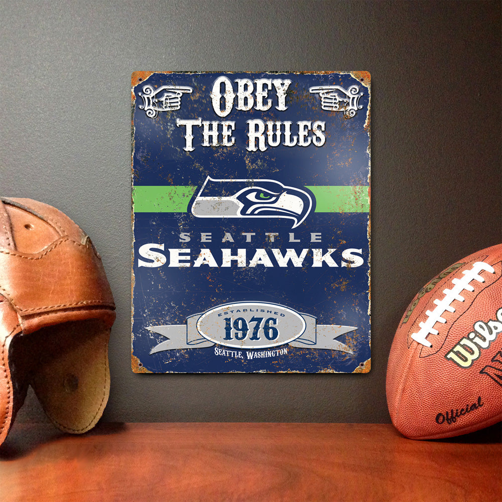 Seattle Seahawks Pub-Style Embossed Metal Sign