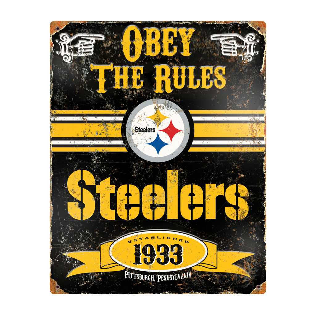 Pittsburgh Steelers Pub-Style Embossed Metal Sign