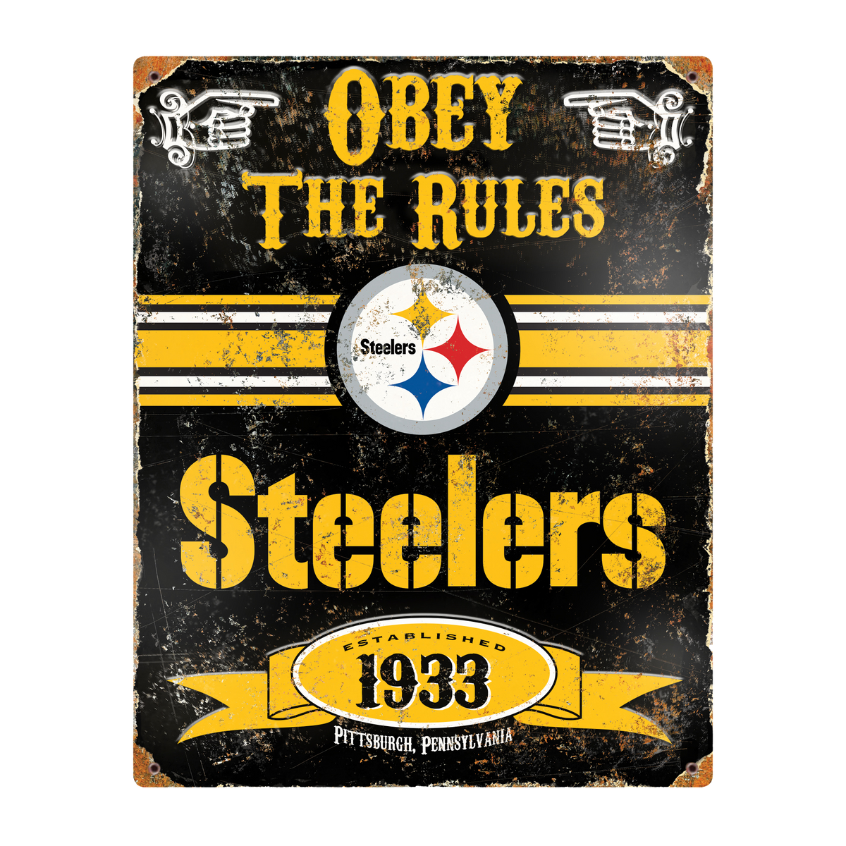Pittsburgh Steelers Pub-Style Embossed Metal Sign