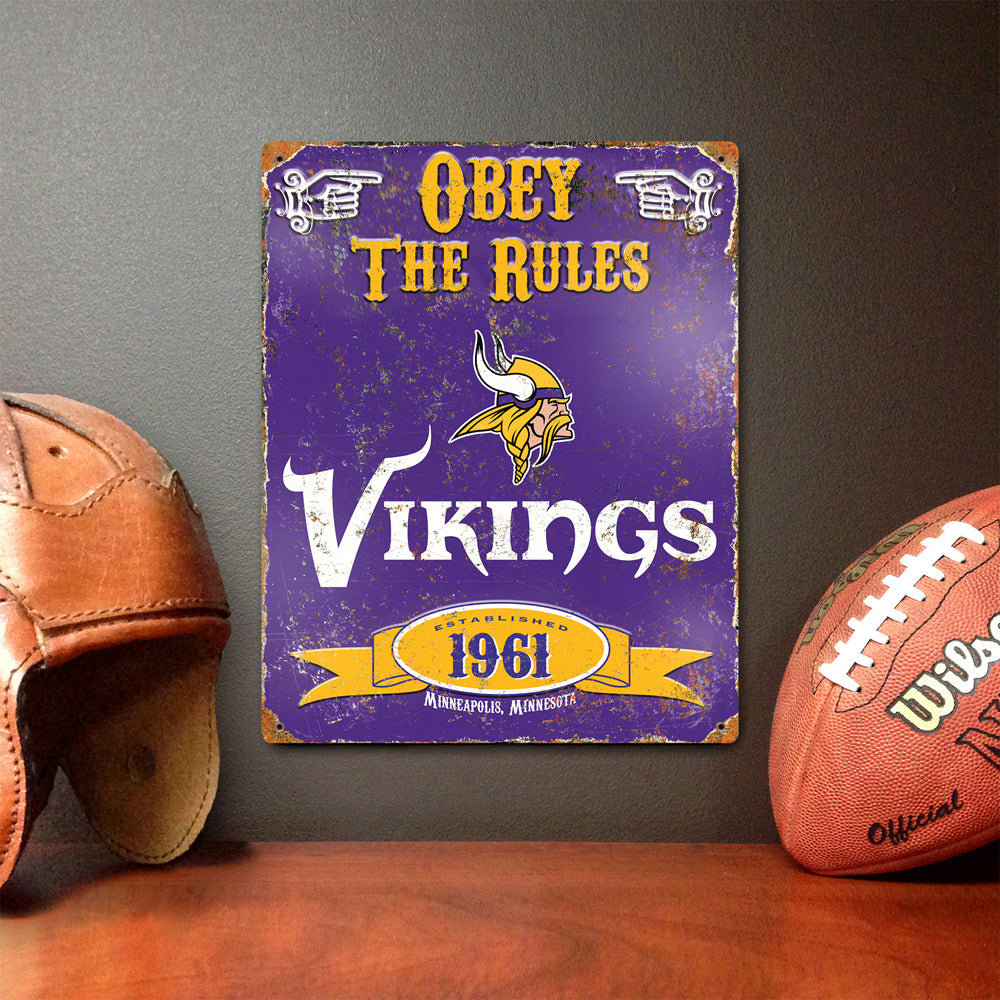 Minnesota Vikings Pub-Style Embossed Metal Sign