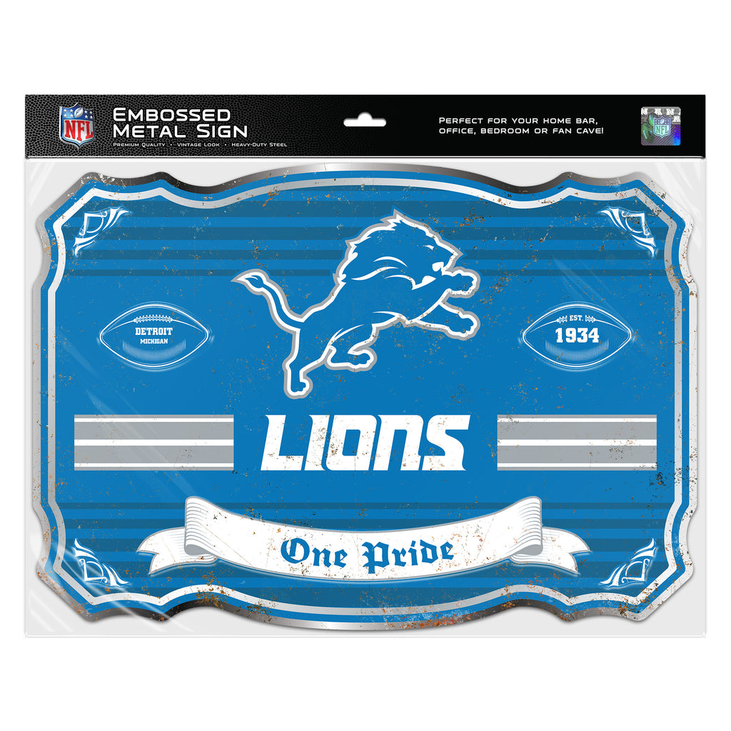 Detroit Lions Embossed Metal Sign