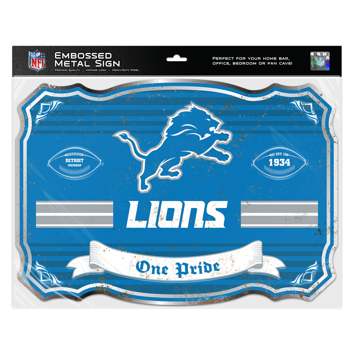 Detroit Lions Embossed Metal Sign