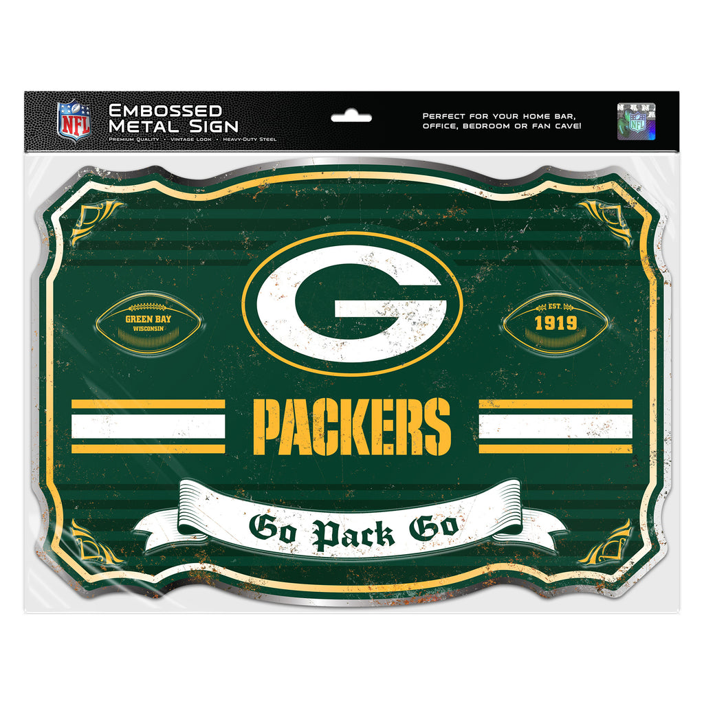 Green Bay Packers Embossed Metal Sign