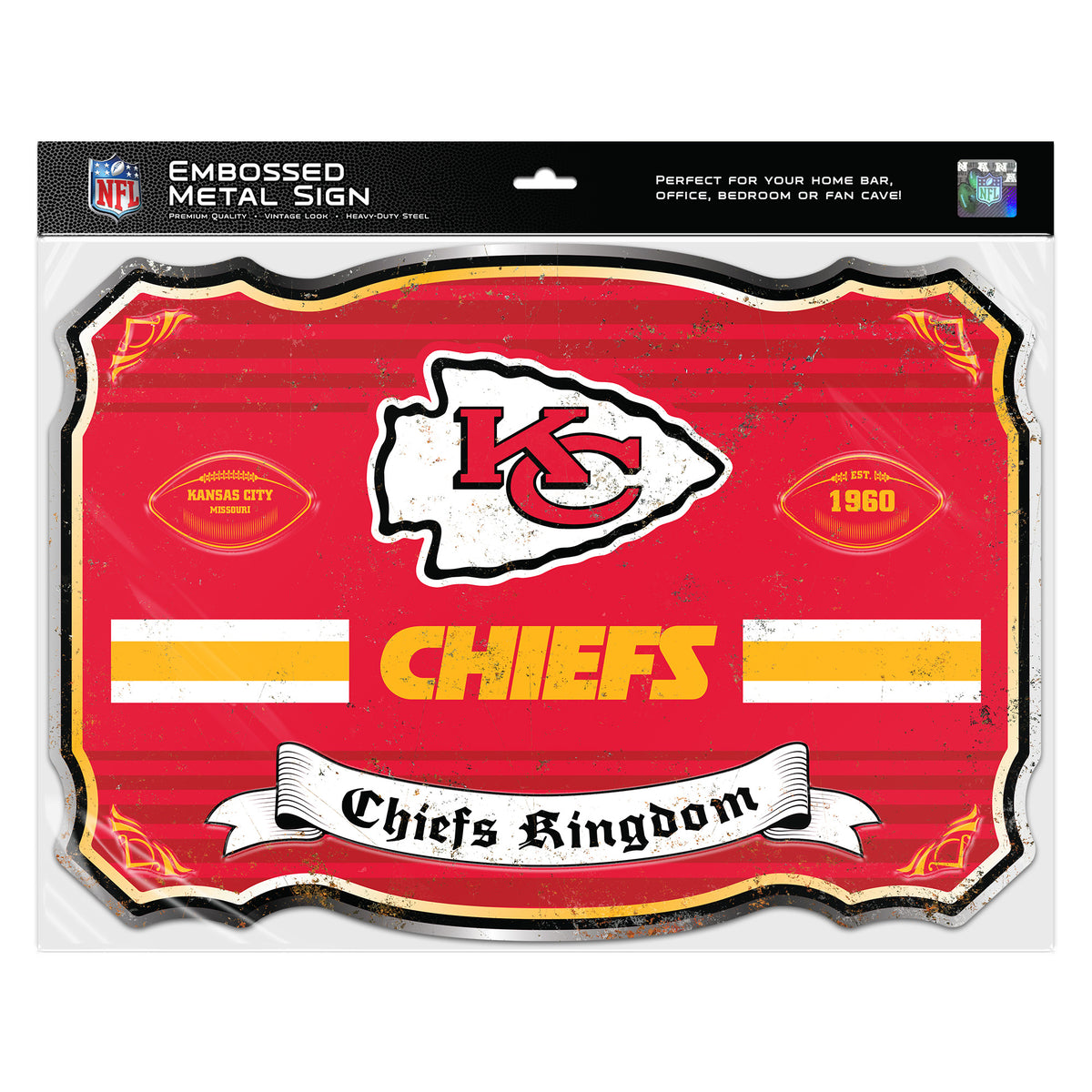 Kansas City Chiefs Embossed Metal Sign