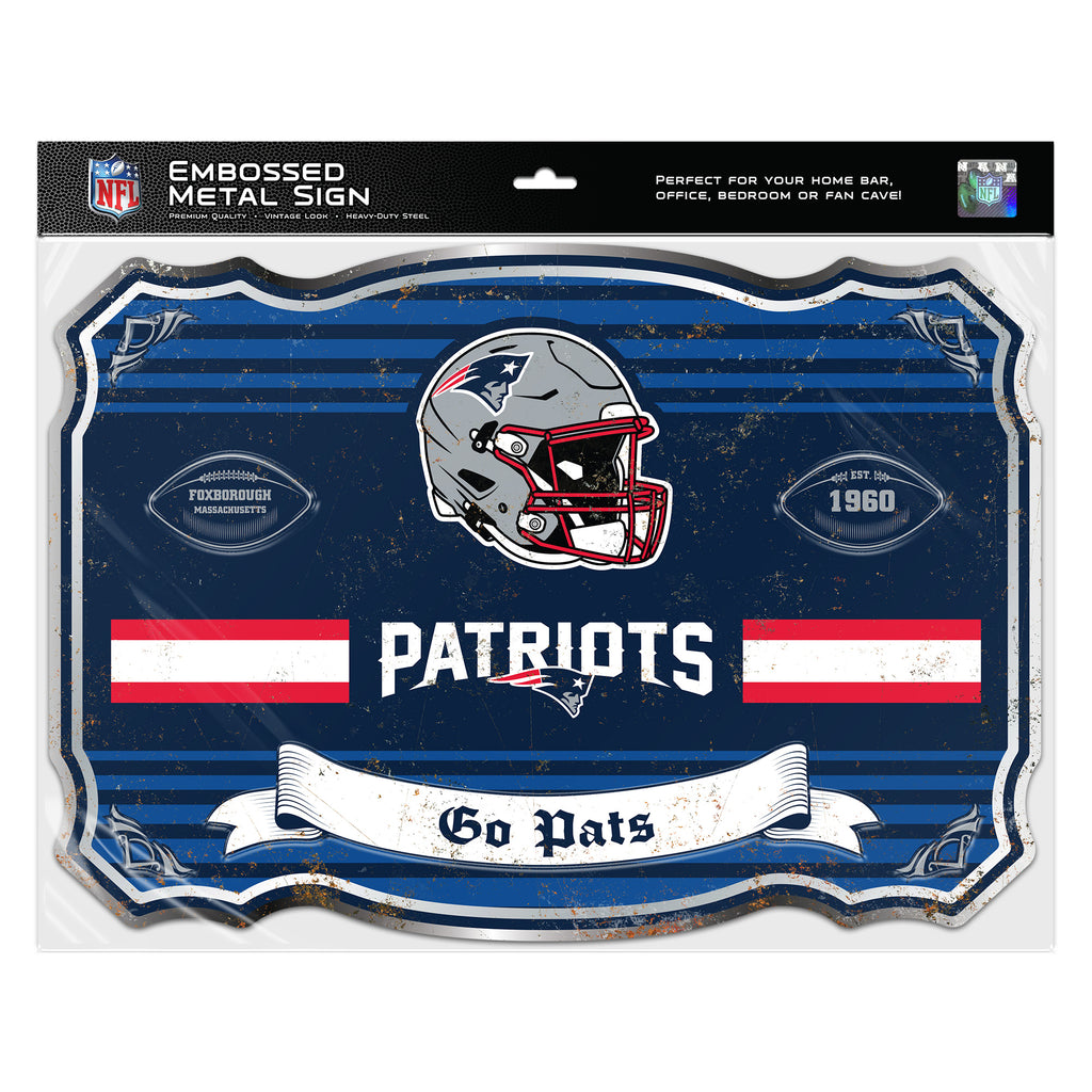 New England Patriots Embossed Metal Sign
