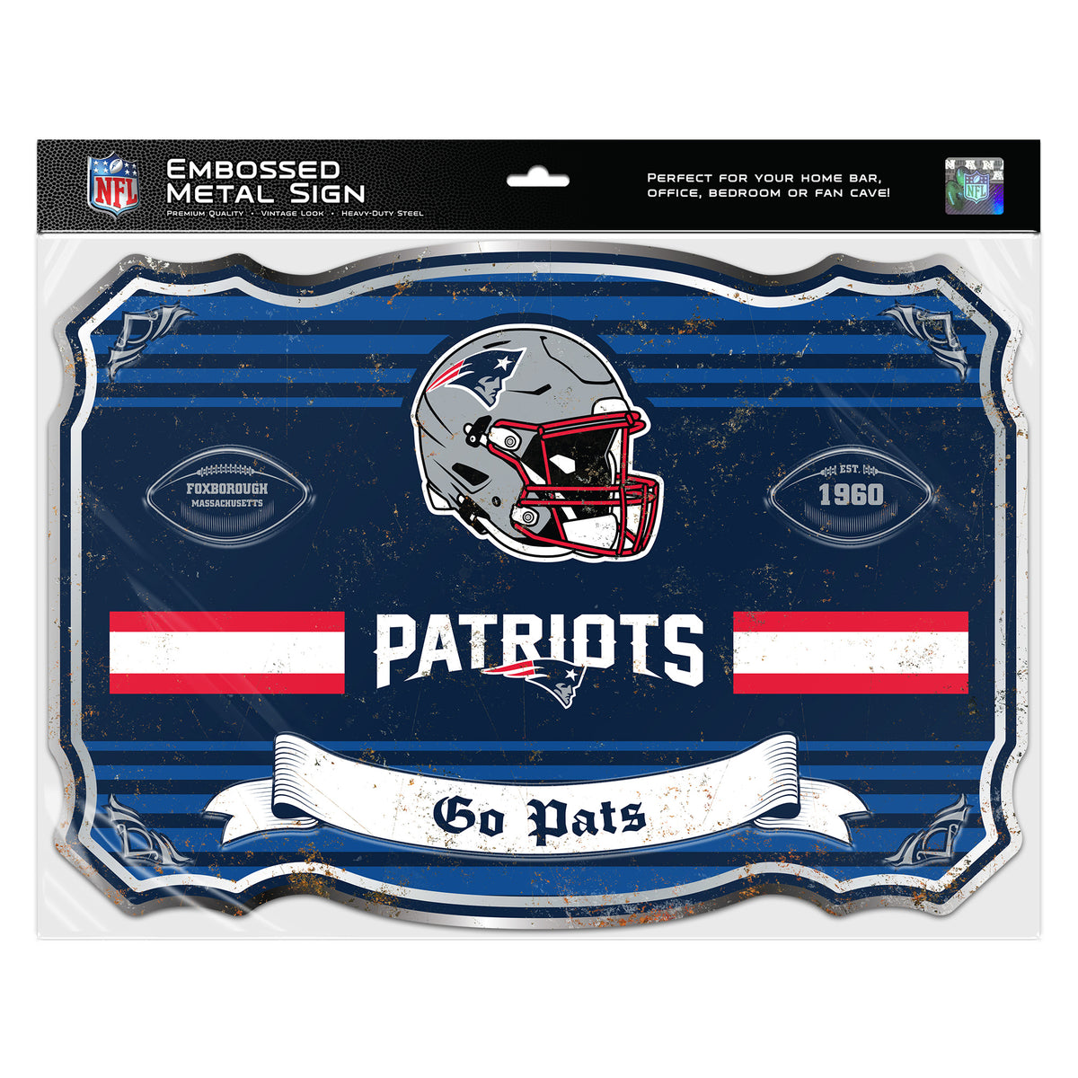 New England Patriots Embossed Metal Sign