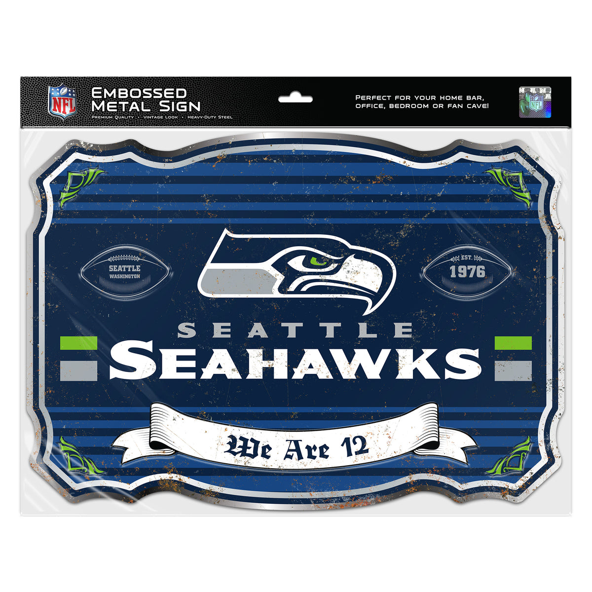 Seattle Seahawks Embossed Metal Sign