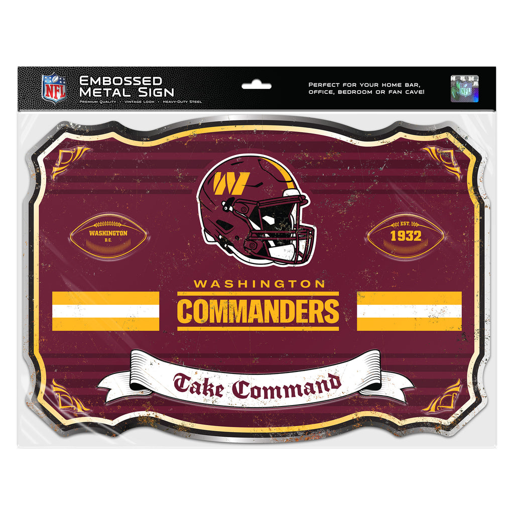 Washington Commanders Embossed Metal Sign