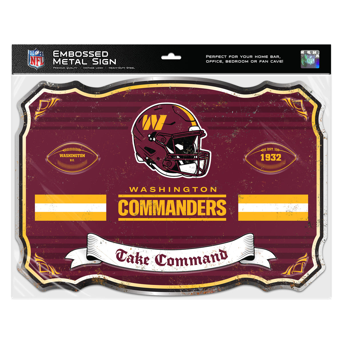 Washington Commanders Embossed Metal Sign