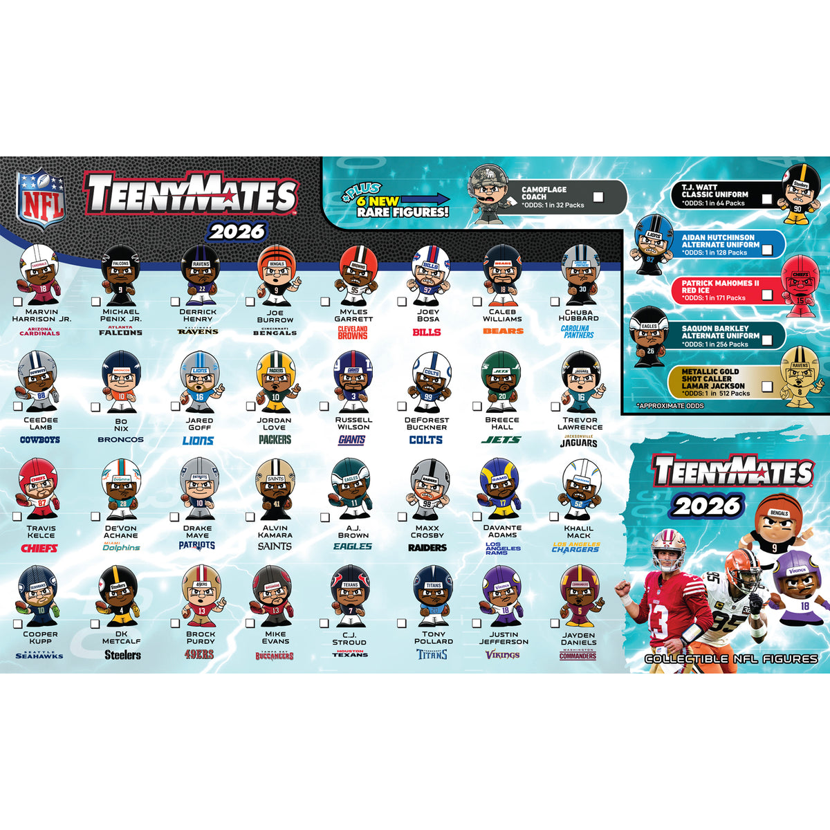 NFL TeenyMates 2026 Gravity Feed Display 32ct