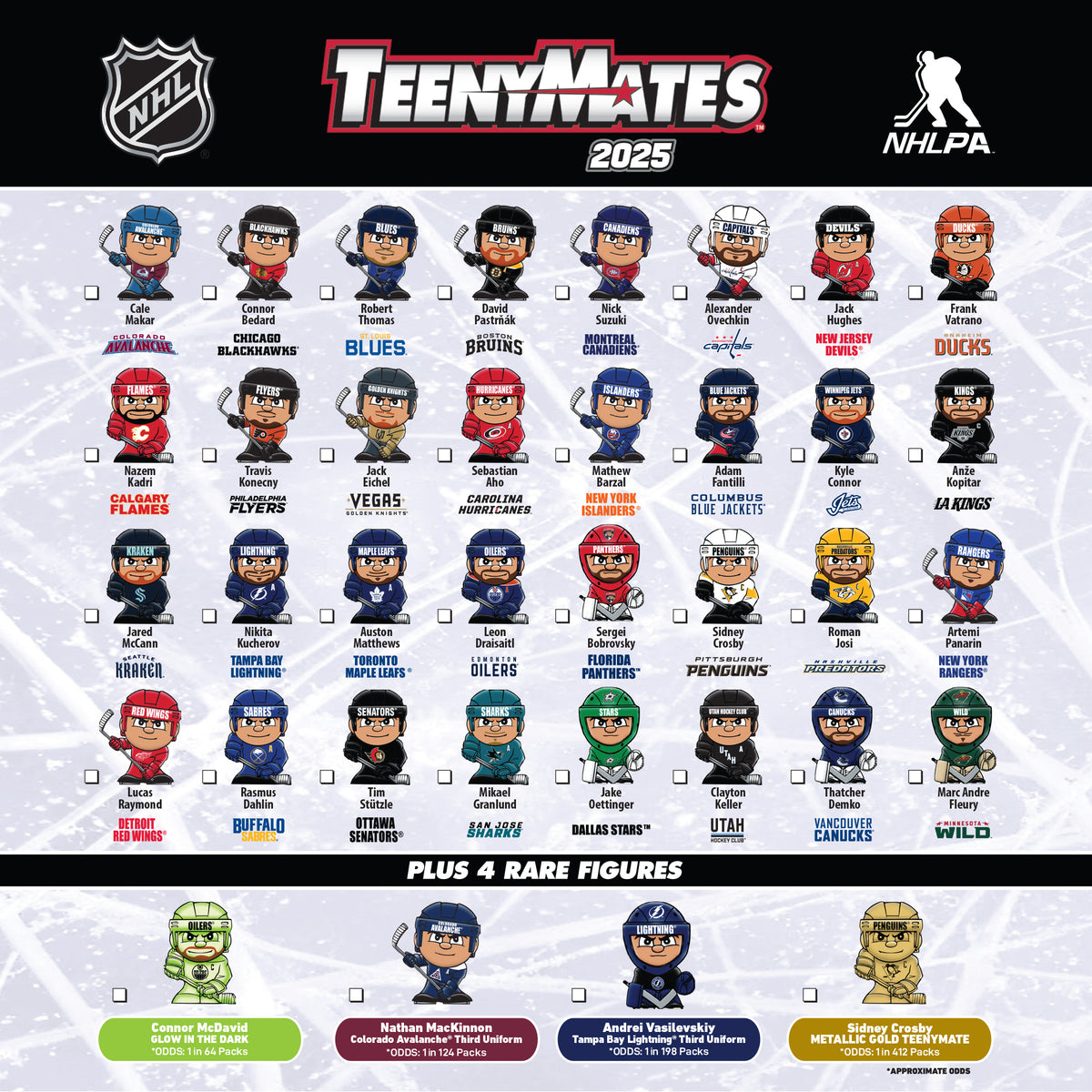 NHL TeenyMates 2025 Gravity Feed Display 32ct