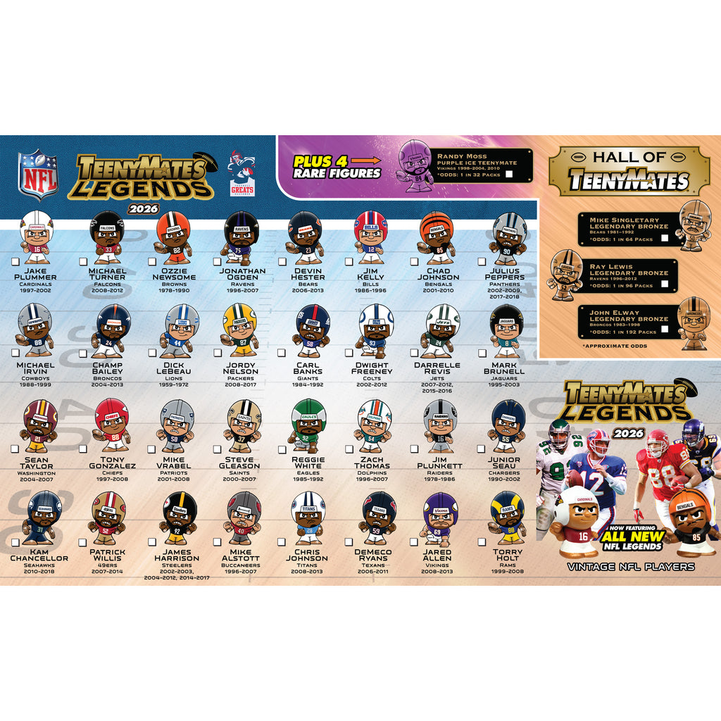 NFL Legends TeenyMates 2026 Gravity Feed Display 32ct