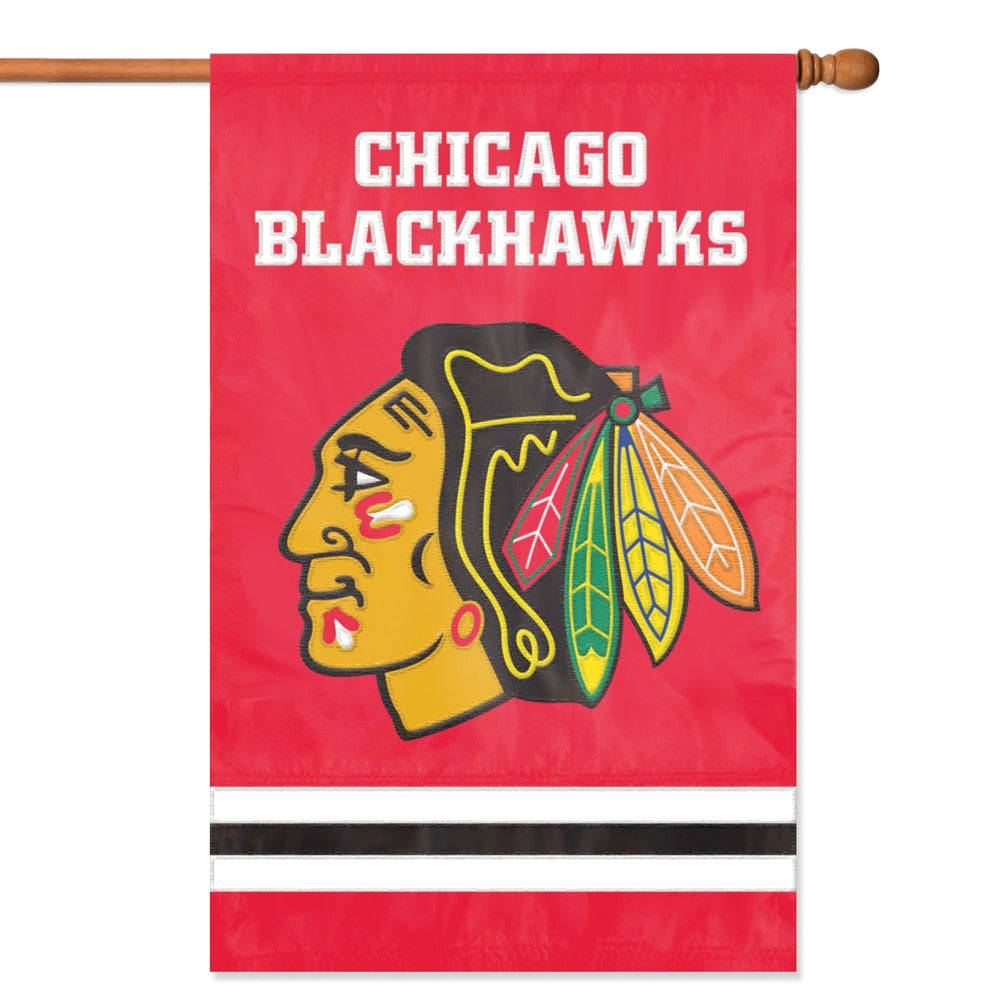 Chicago Blackhawks Applique Banner Flag
