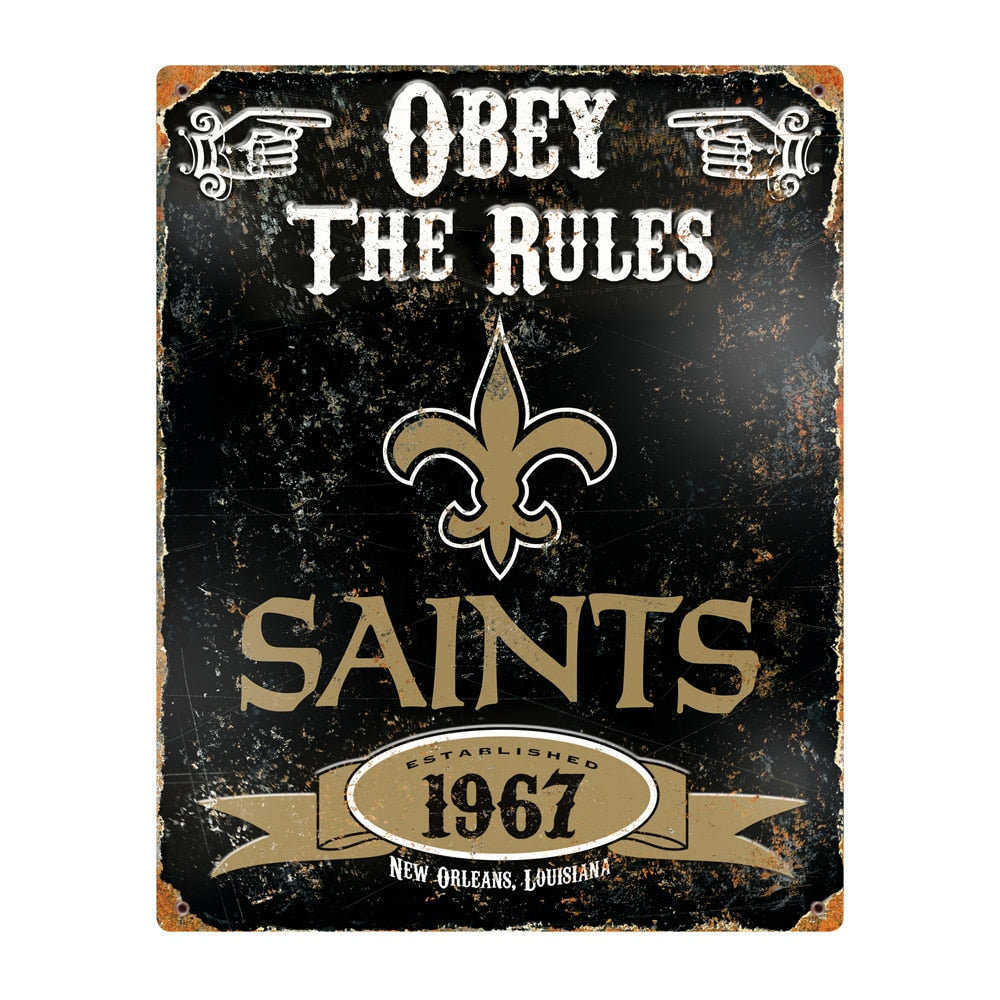 New Orleans Saints Pub-Style Embossed Metal Sign